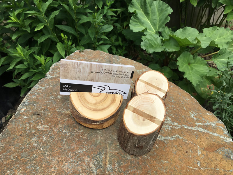found wood, live edge business card holders