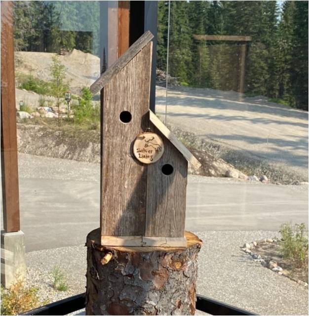 rustic reclaimed wood birdhouse with custom wood tag