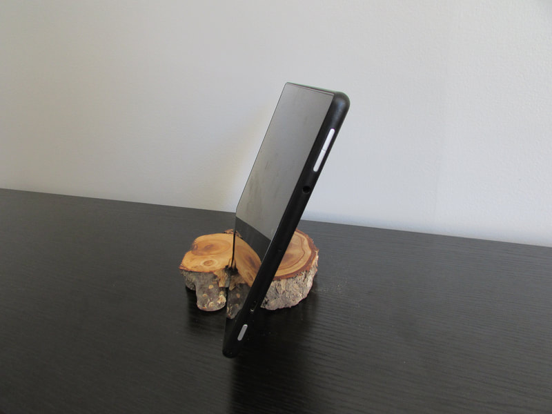 salvaged wood tablet holder