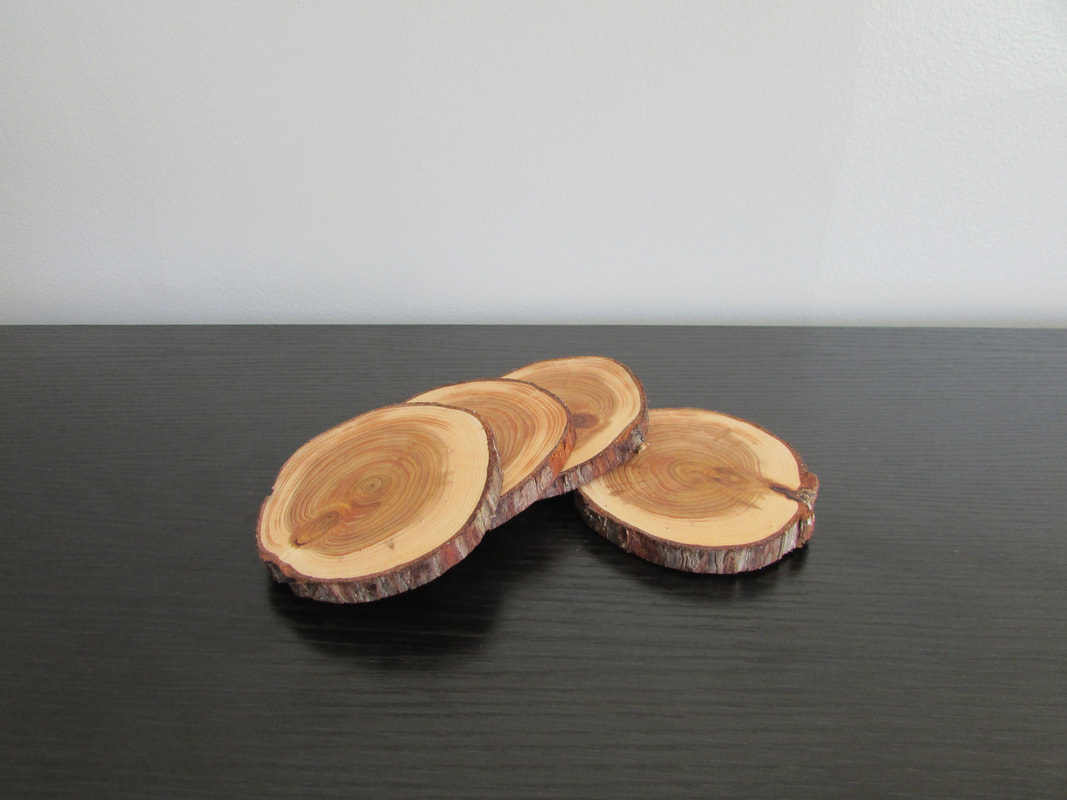 live edge wood disk coasters