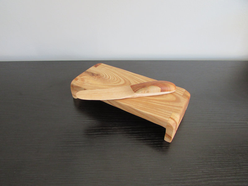SOLD handmade wooden butter dish and spreader