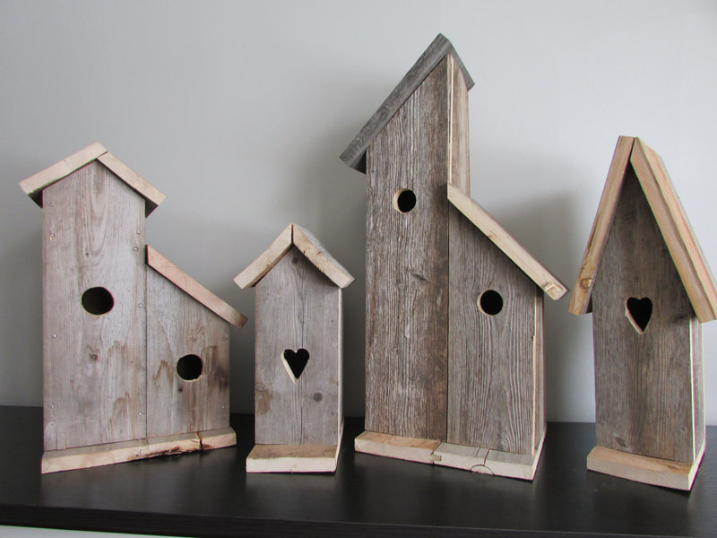 birdhouses made from reclaimed weathered cedar siding