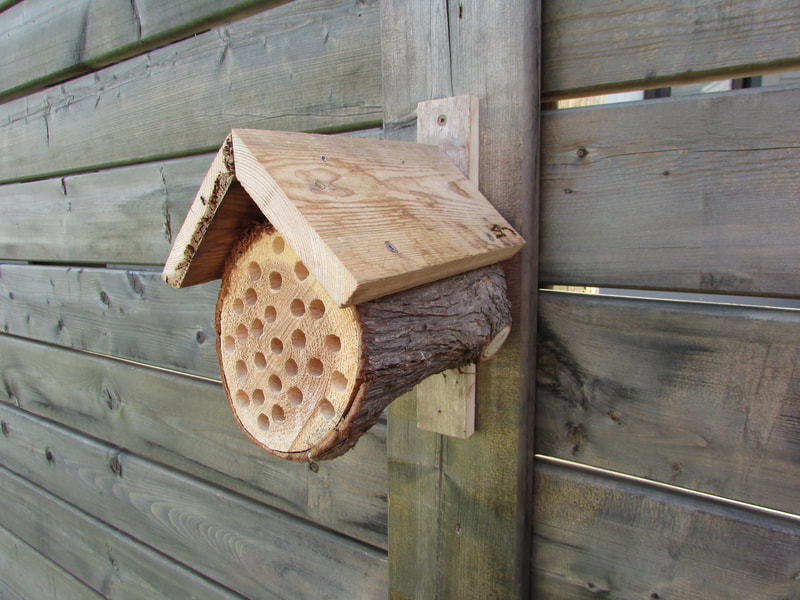 mason bee house made from found wood