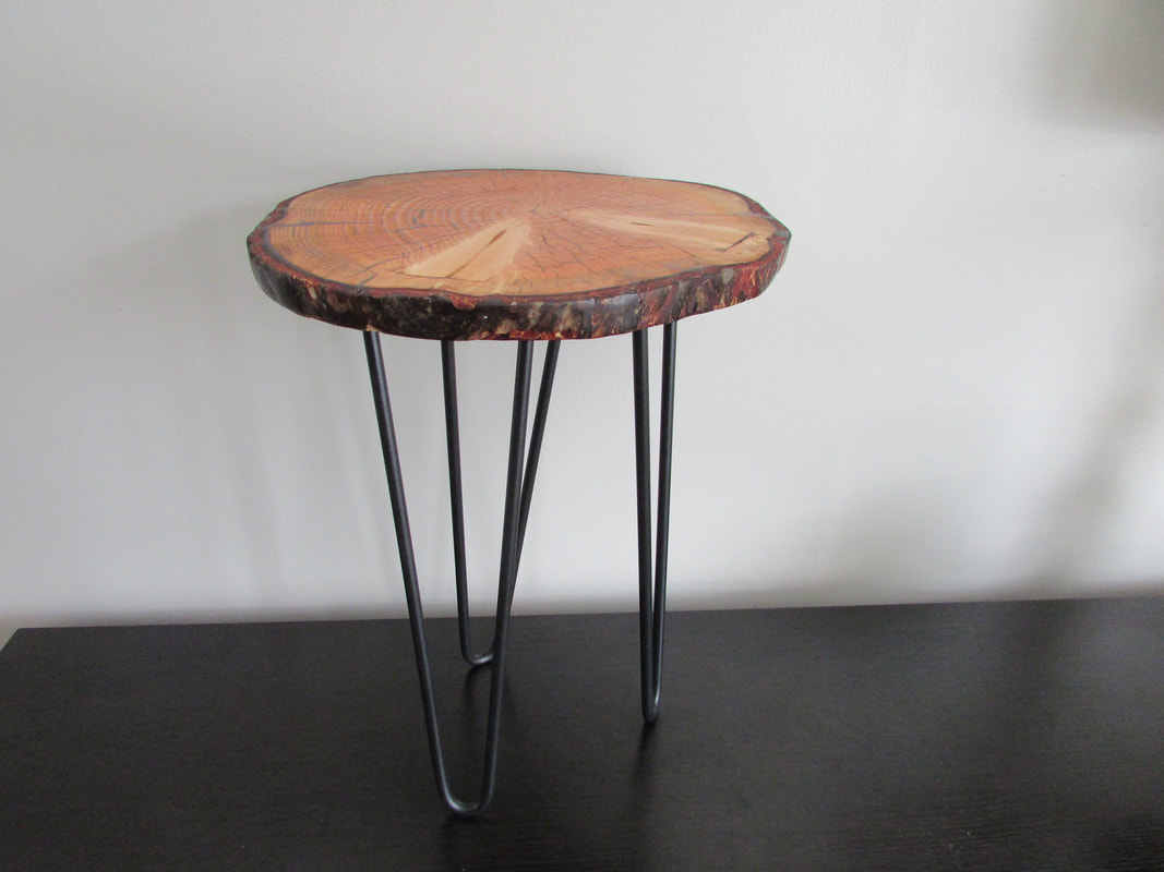 live edge epoxy filled plant stand or stool