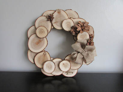 wood disk wreath